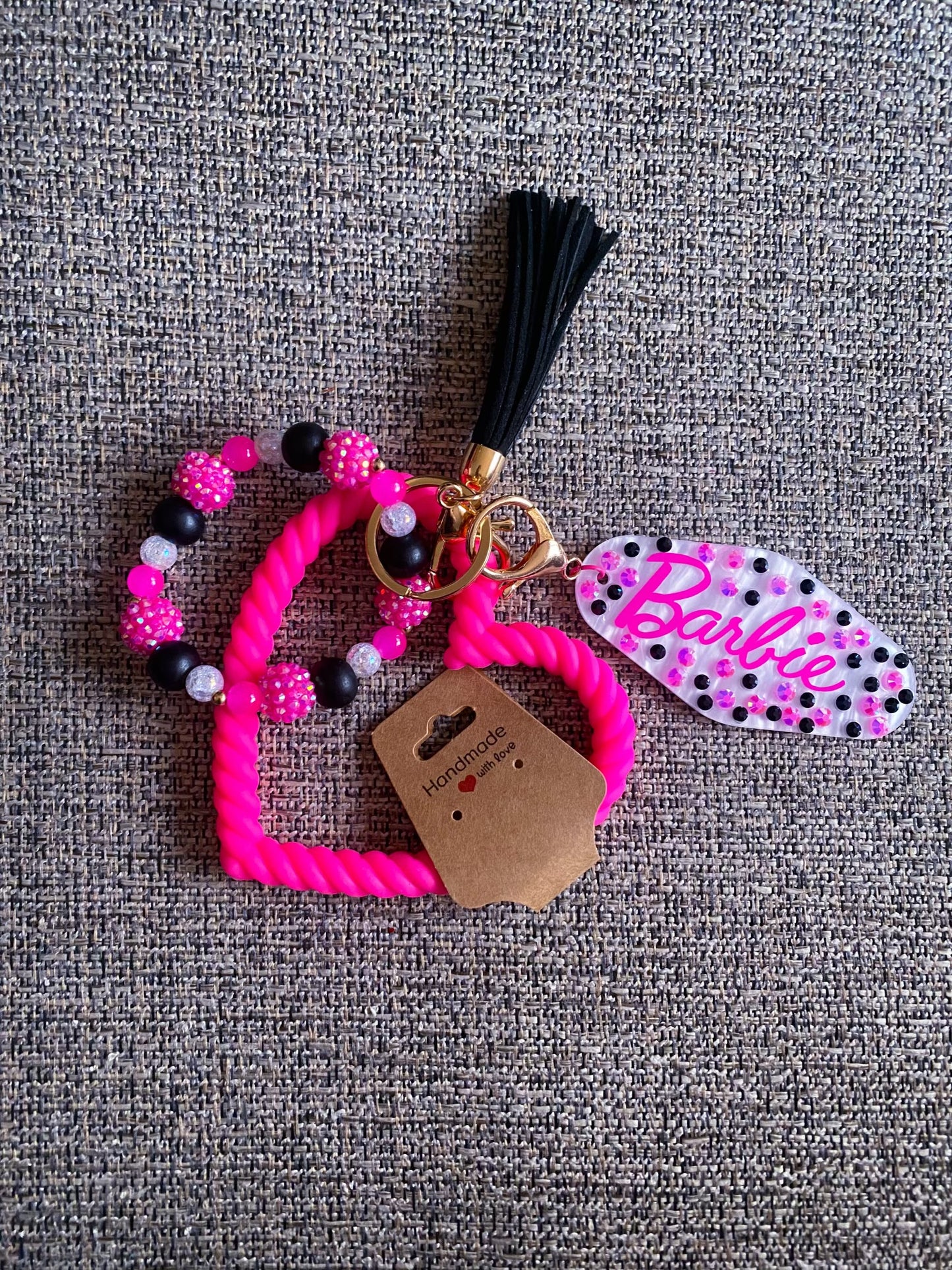 Custom Pink Heart Keychain